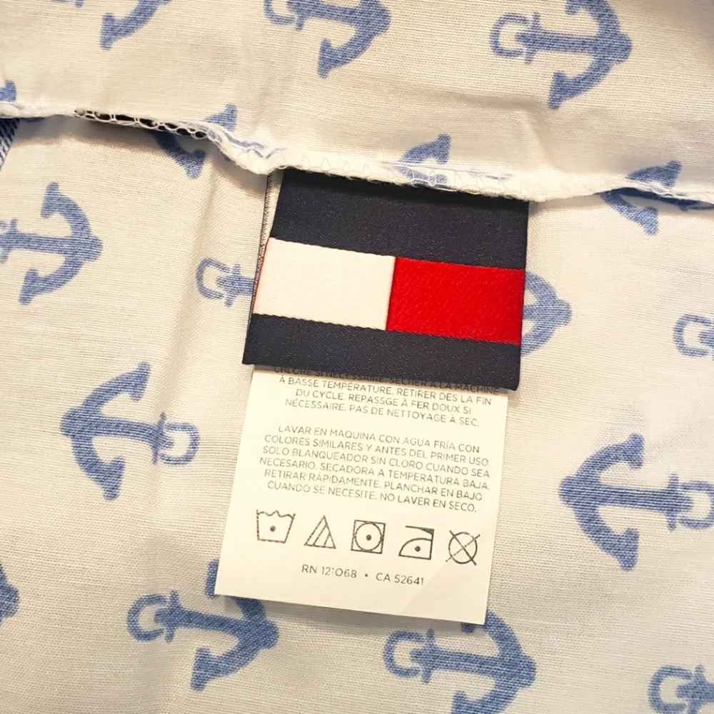 Tommy Hilfiger Kid Standart Pillowcases Set Of 2 Cotton Blend White Blue Anchors